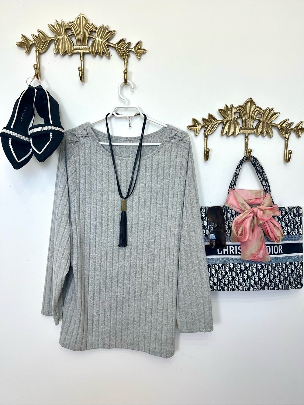 🆕 Lounge Tunic Gray Ribbed rKnit Top XL ptp 24” l 32”